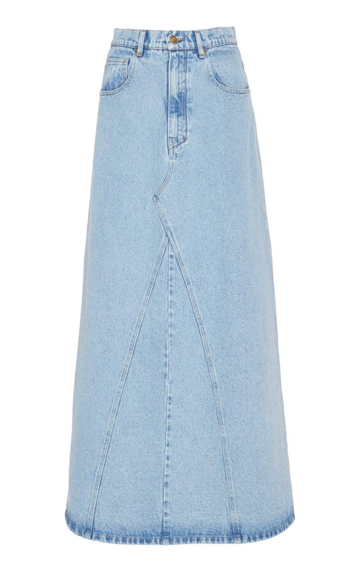 Nanushka Mae Paneled Denim Midi Skirt