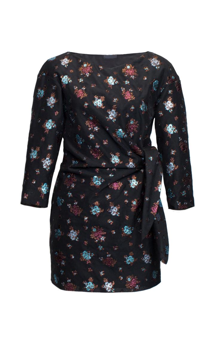Lake Studio Tie-detailed Floral-jacquard Mini Dress
