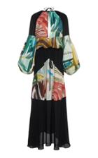 Rosie Assoulin Paneled Printed Chiffon Maxi Dress