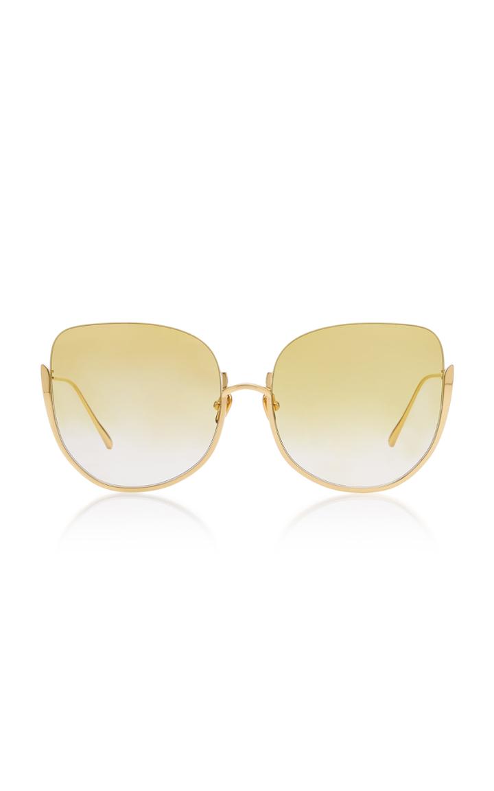 Linda Farrow Cat-eye Gold-tone Titanium Sunglasses