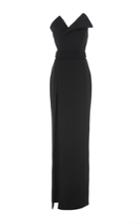 Brandon Maxwell Heavy Georgette Fold Over Gown
