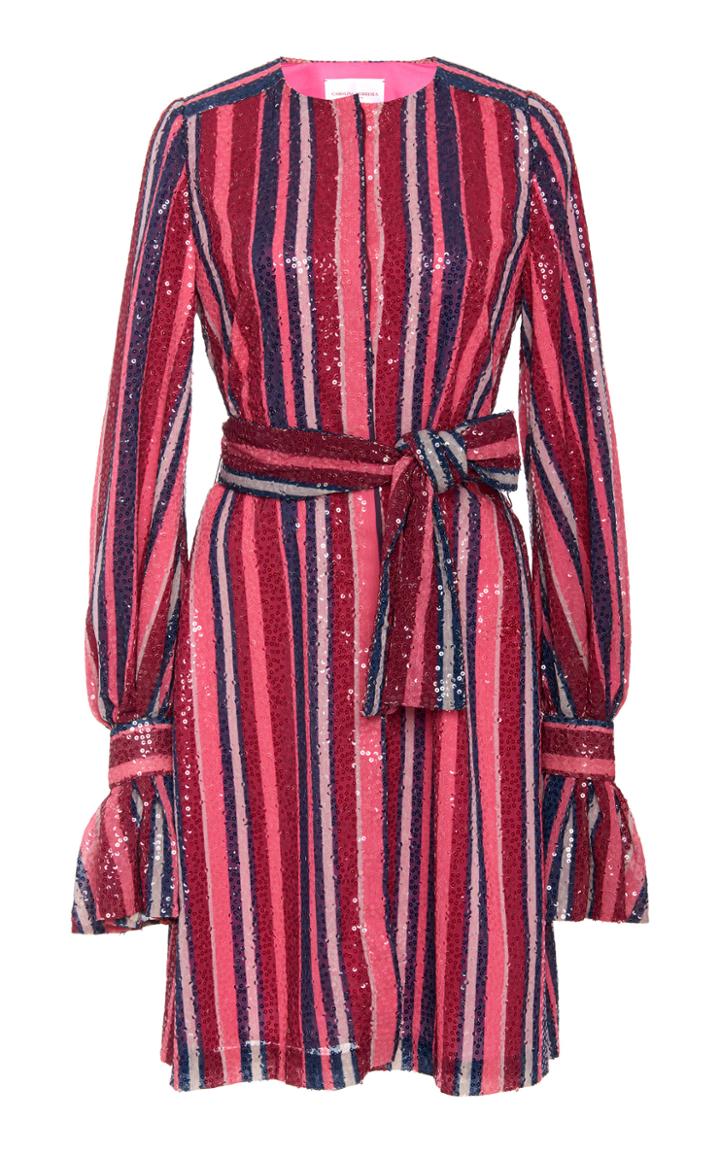 Carolina Herrera Puff Sleeve Mini Shift Dress With Belt