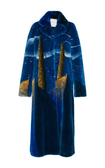 Marco De Vincenzo Blue Factory Faux Fur Coat