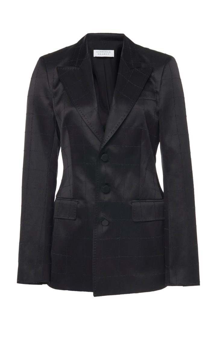 Gabriela Hearst Olga Window Pane Satin Blazer