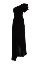 Elie Saab One-shoulder Ruffled Crepe Gown