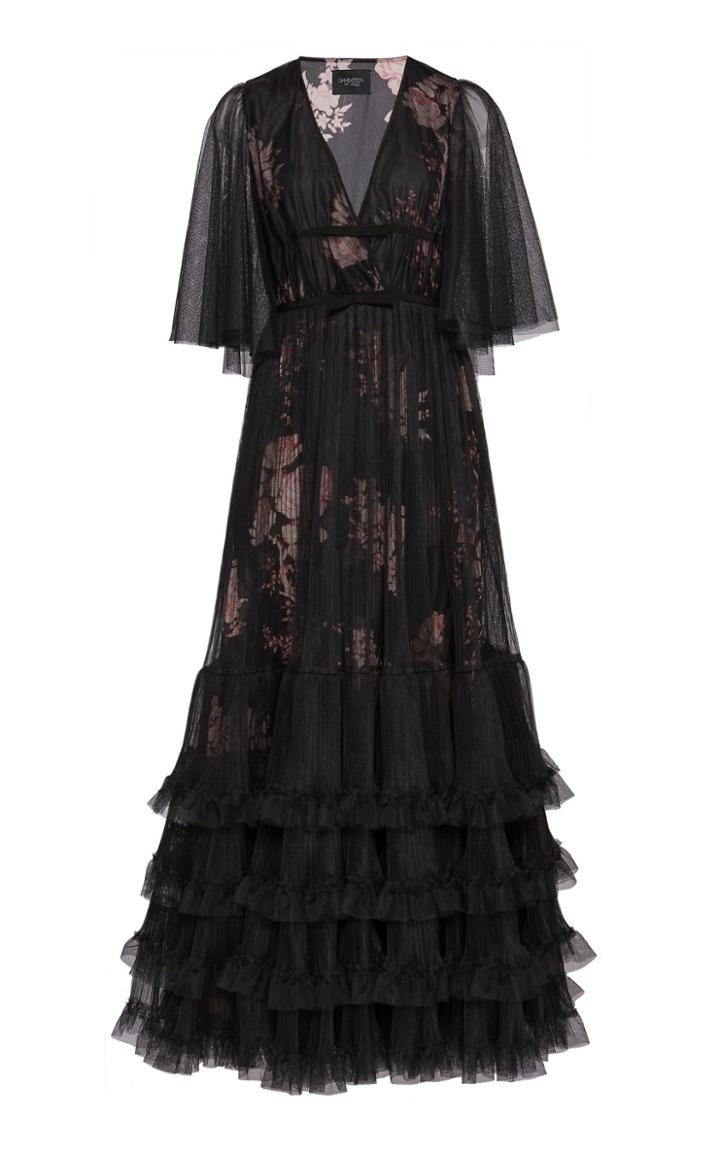 Giambattista Valli Tiered Floral Georgette Gown