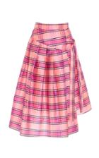 Christian Siriano Pink Plaid Pleated Skirt