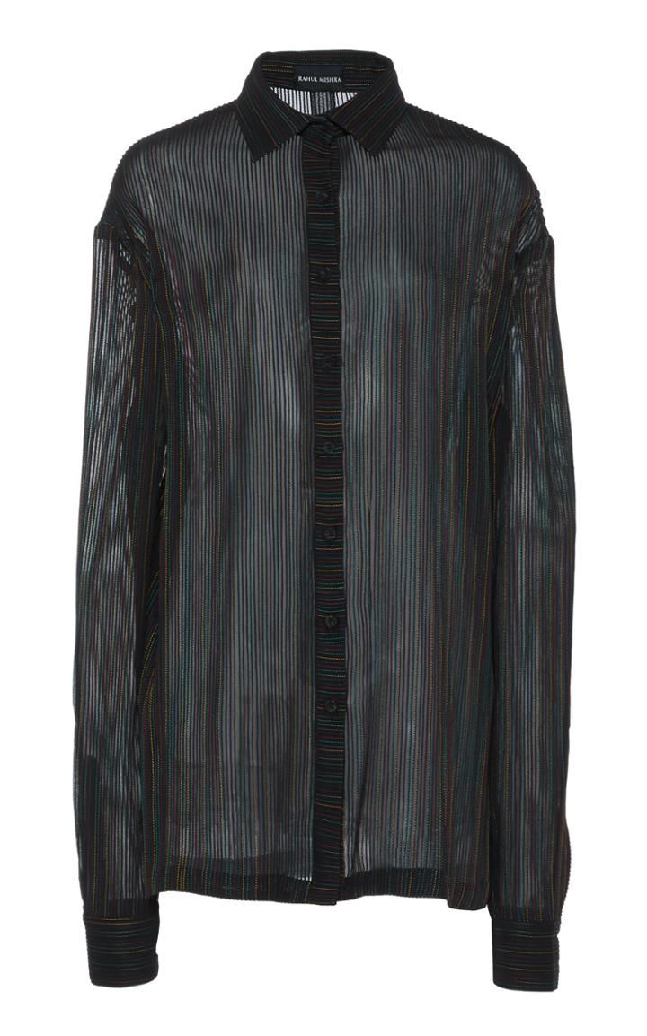 Moda Operandi Rahul Mishra Striped Voile Button-front Shirt Size: 38