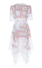 Moda Operandi Costarellos Printed Cotton Handkerchief Dress With Floral-cut Lace Siz