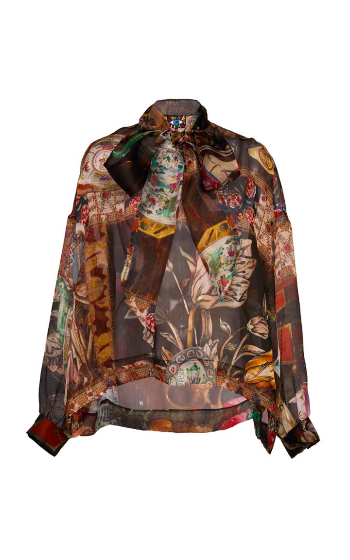Libertine Memento Mori Tie Blouse In Organza
