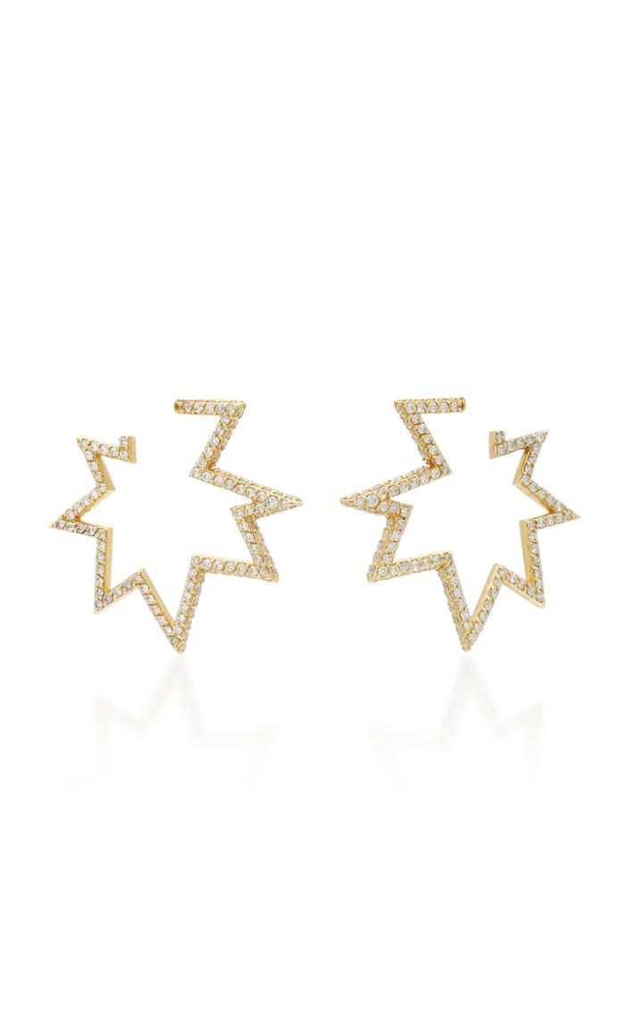 Sabine Getty Gold Zigzag Hoops With Diamonds