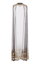 Cucculelli Shaheen Palm Metallic Embroidered Tulle Cape
