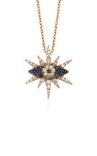 Tullia Shiny Eye 18k Yellow Gold Diamond, Sapphire Necklace