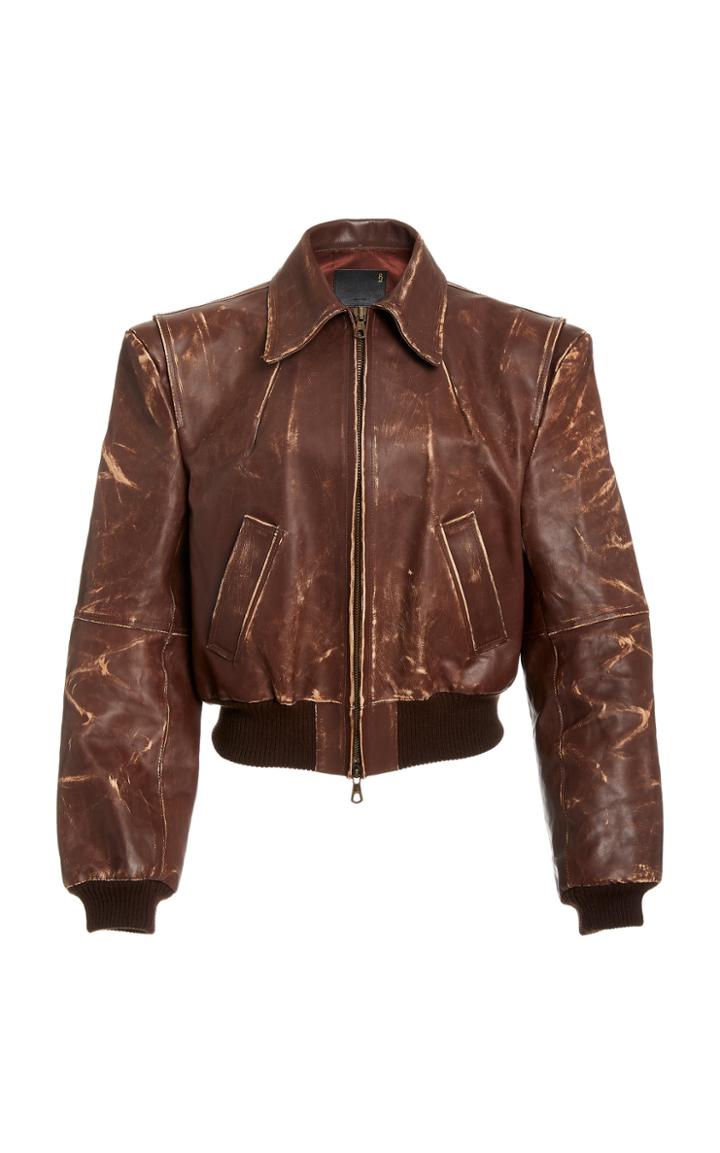 R13 Americana Distressed Leather Zip Jacket