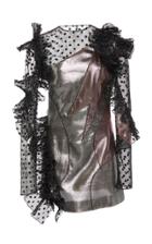 Alberta Ferretti Metallic Polka Dot Silk Blend And Tulle Mini Dress