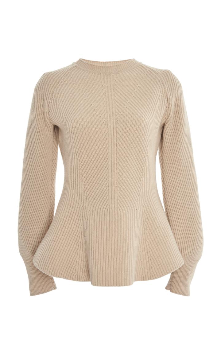 Alberta Ferretti Wool Cashmere Sleeve Peplum Sweater