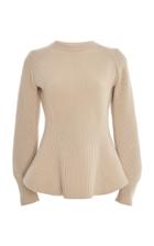 Alberta Ferretti Wool Cashmere Sleeve Peplum Sweater