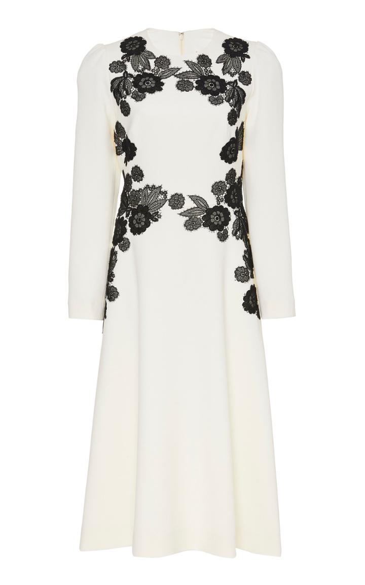 Lela Rose Lace-appliqud Cady A-line Midi Dress