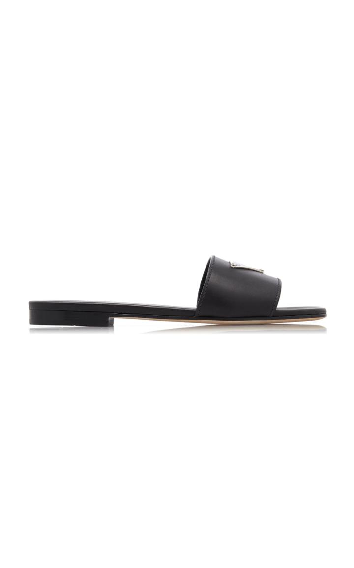 Prada Appliqud Leather Slides