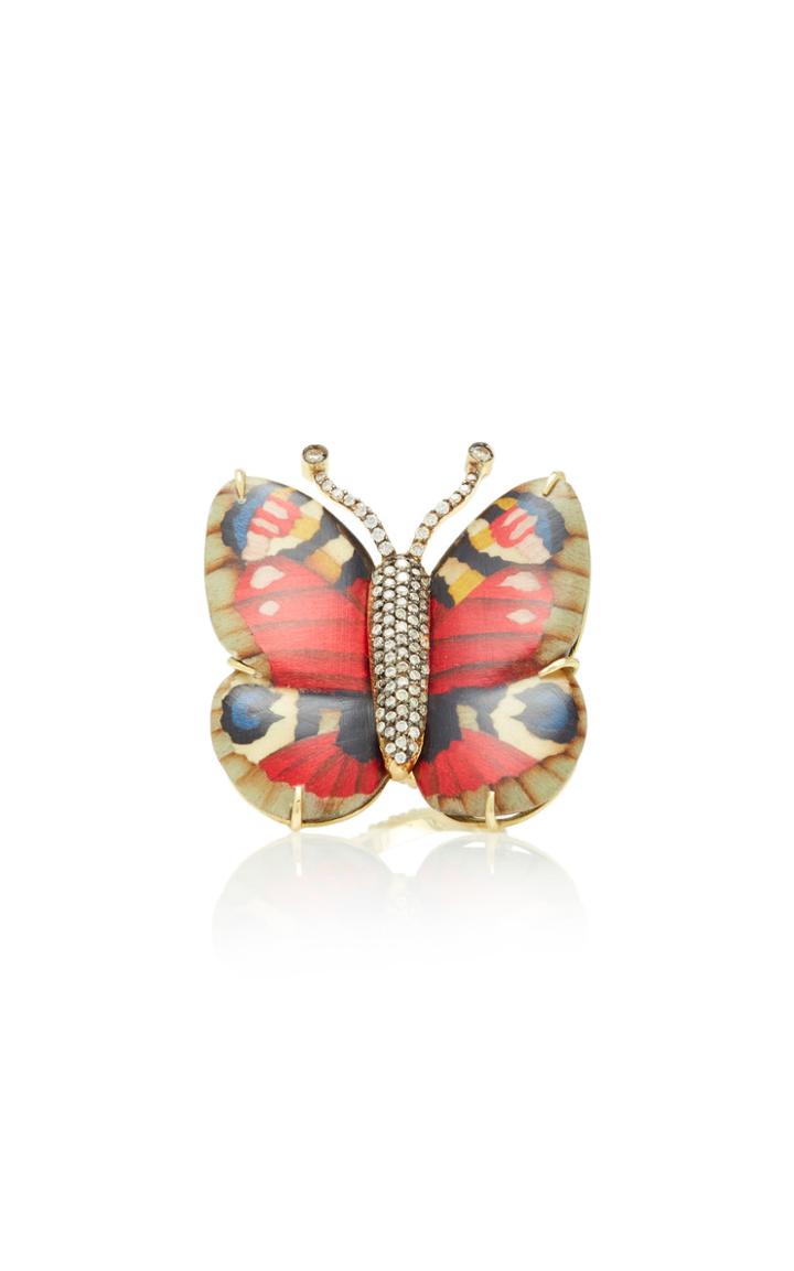 Silvia Furmanovich Marquetry Small Red Butterfly Ring