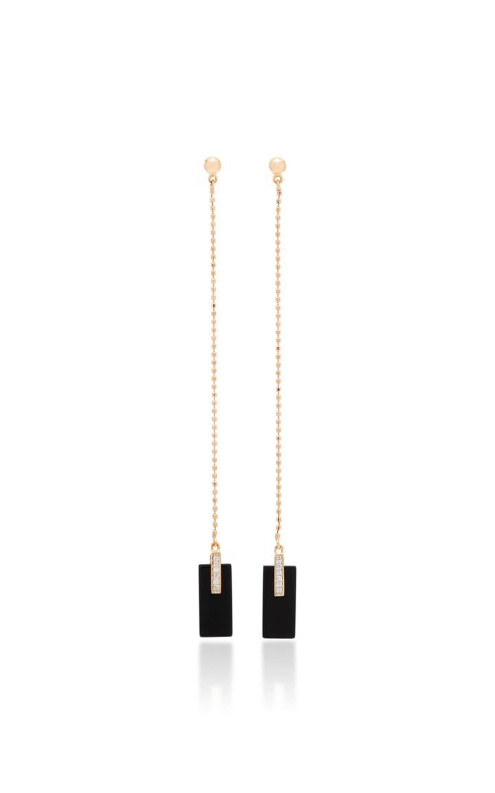 Ginette Ny 18k Rose Gold Onyx And Diamond Earrings
