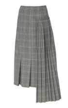 Marni Asymmetric Pleated Hem Plaid Skirt