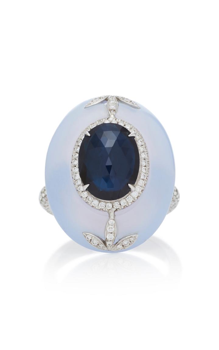 Saboo 18k White Gold Chalcedony Sapphire And Diamond Ring