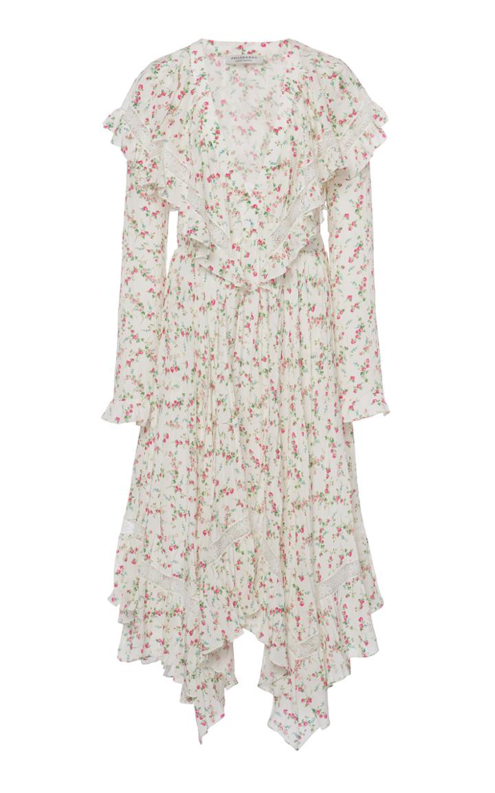 Moda Operandi Philosophy Di Lorenzo Serafini Floral-print Crepe De Chine Midi Dress
