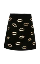 Givenchy Leather-appliqud Velvet Mini Skirt