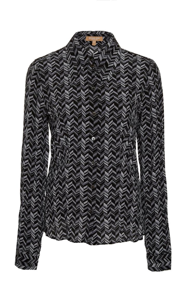 Michael Kors Collection Crushed Silk Button Down Shirt