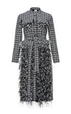 Moda Operandi Huishan Zhang Martha Feather-trimmed Tweed Coat