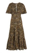 Johanna Ortiz Animal Jewel Cotton Ruffle Hem Dress
