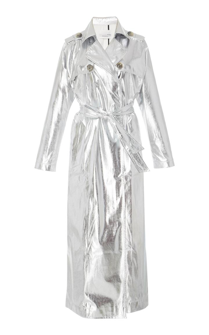 Bouguessa Long Metallic Trench Coat