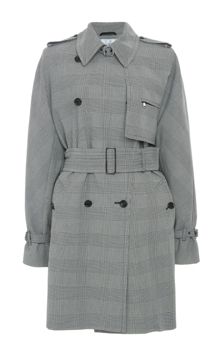 Moda Operandi Max Mara Aloe Prince Of Wales Checked Gabardine Trench Coat Size: 0