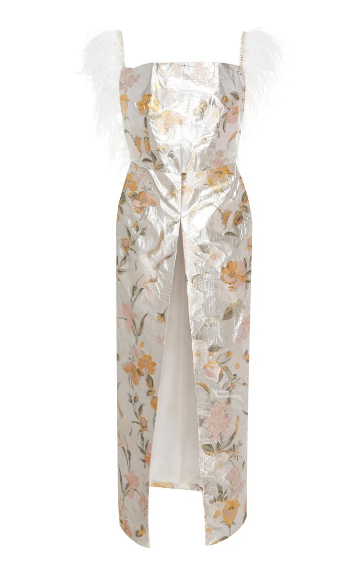 Markarian Floral Lame Midi Dress