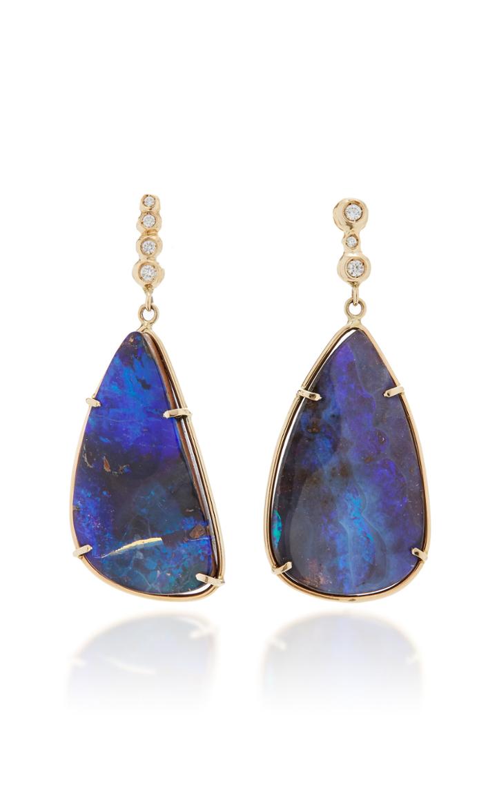 Jill Hoffmeister One-of-a-kind 14k Gold, Diamond And Opal Earrings