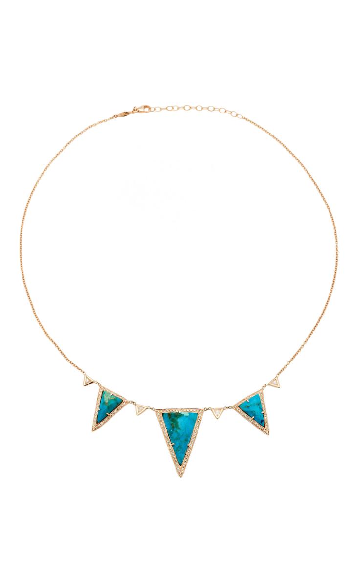 Jacquie Aiche One-of-a-kind Turquoise Triangle Diamond Trillion Necklace