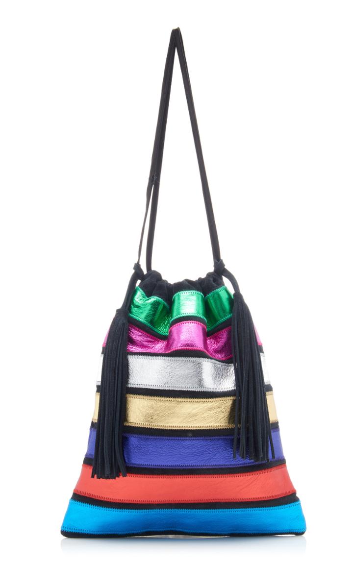 The Attico Tasseled Striped Lam Leather Pouch
