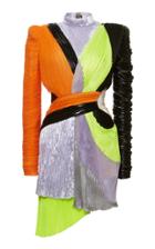 Balmain Mixed Material Pleated Dress