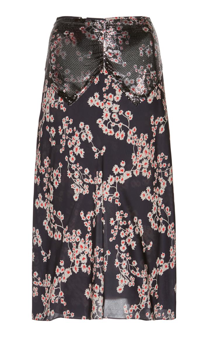 Paco Rabanne Metal Overlay Printed Skirt