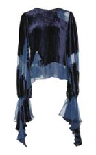Christian Siriano Burnout Velvet Tie Sleeve Blouse