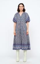Moda Operandi Sea Verbena Puff-sleeve Printed Cotton-blend Midi Dress