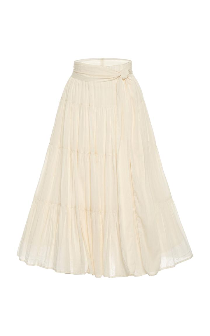 Loup Charmant Demeter Tie-detailed Cotton Midi Skirt
