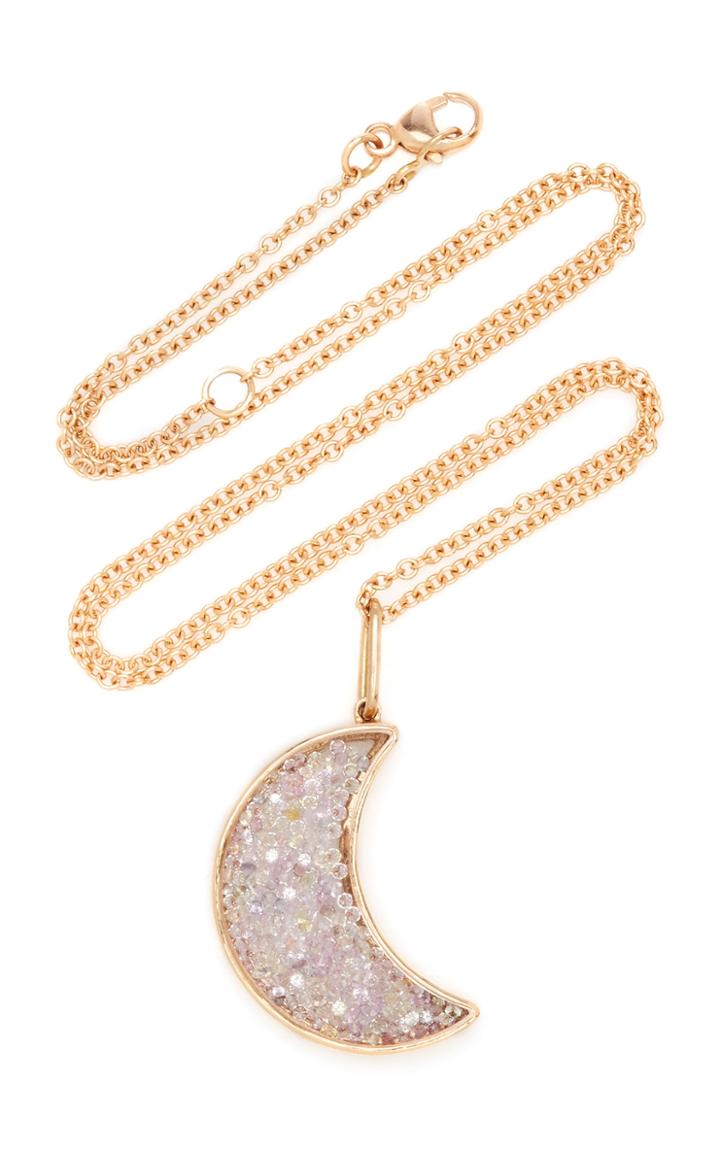 Moda Operandi Moritz Glik 18k Rose Gold Pink Sapphire Crescent Shaker Pendant