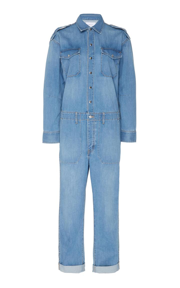 Current/elliott Crew Coverall Straight Leg Denim Jumpsuit