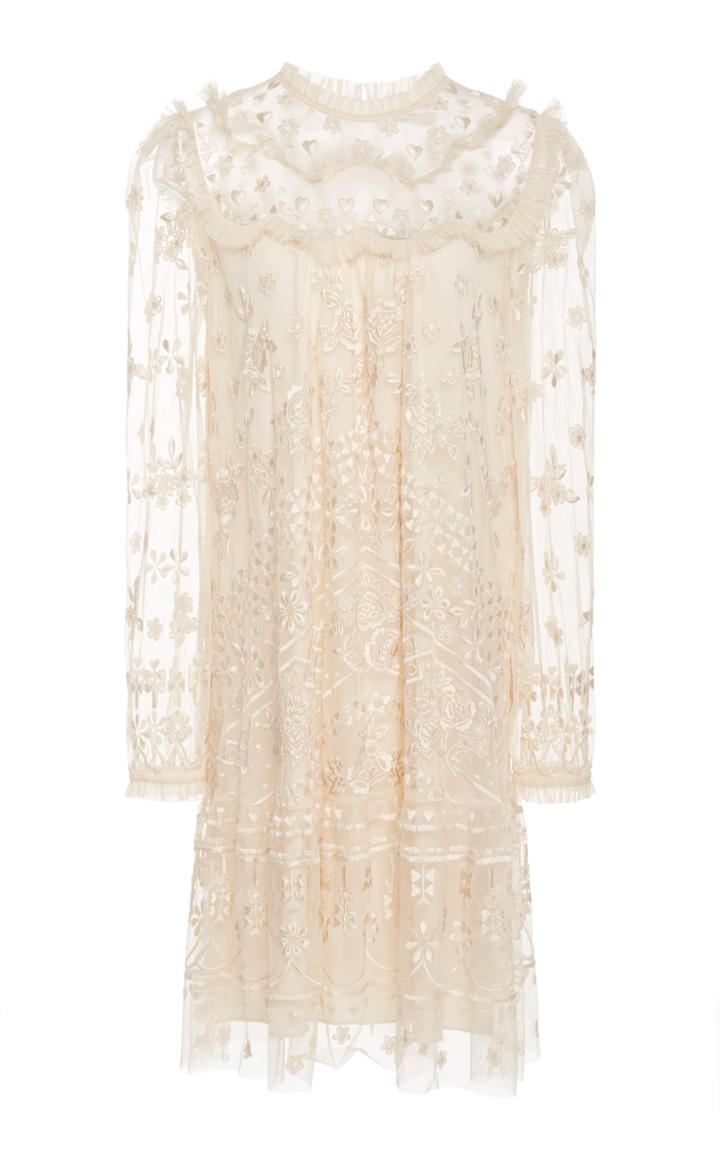Needle & Thread Esme Embroidered Tulle Mini Dress