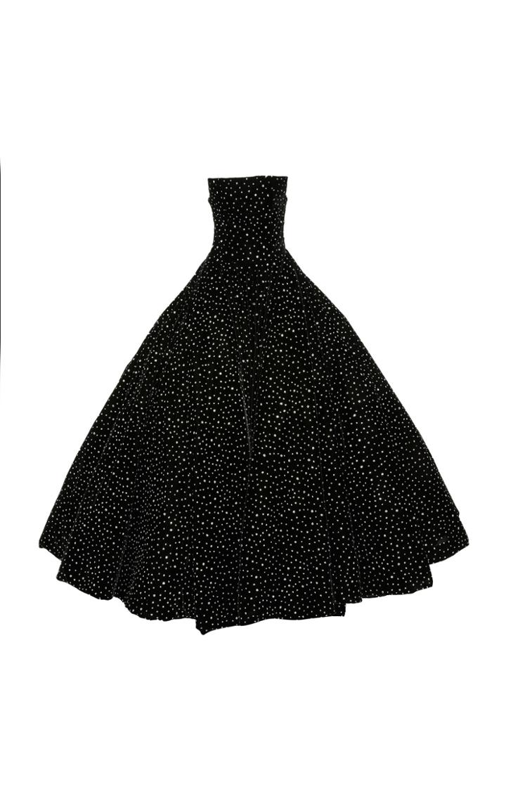 Christian Siriano Crystal Velvet Strapless Ball Gown With Pockets