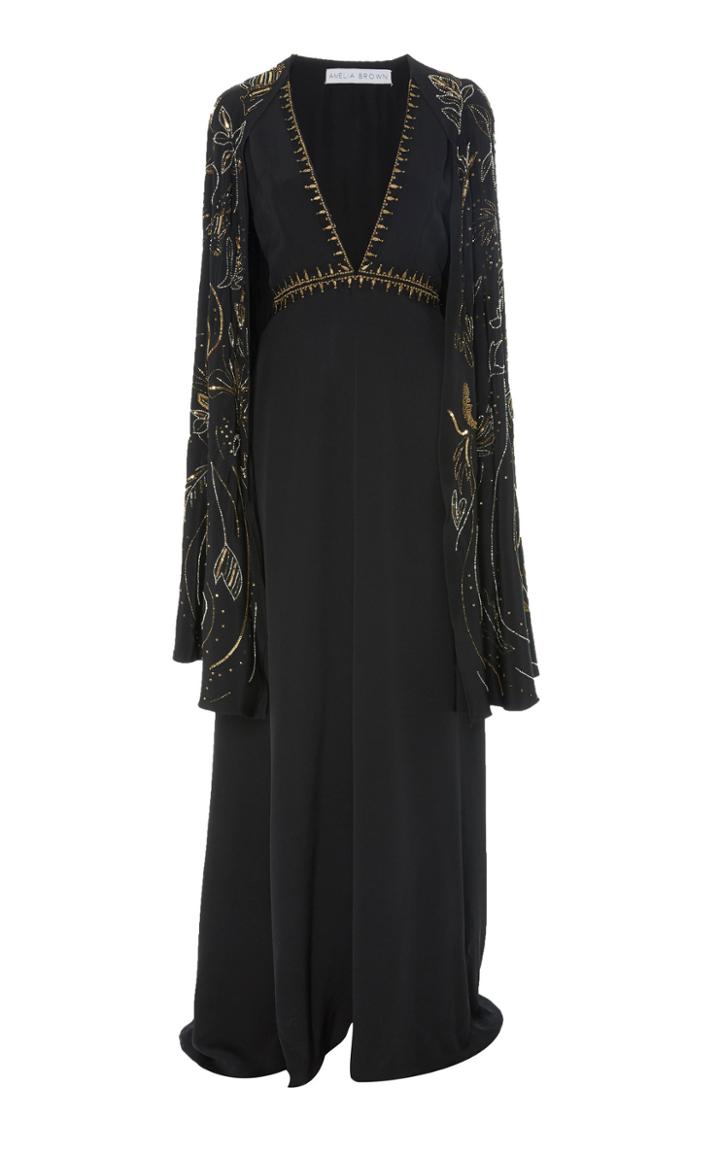 Amelia Brown Sparkling Pomegranate Cape Gown