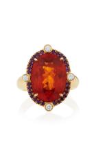 Pamela Huizenga Spessartite Garnet Amethyst And Diamond Ring