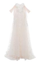 Mira Zwillinger M'o Exclusive Sky Strapless Floral-appliqud Tulle Gown